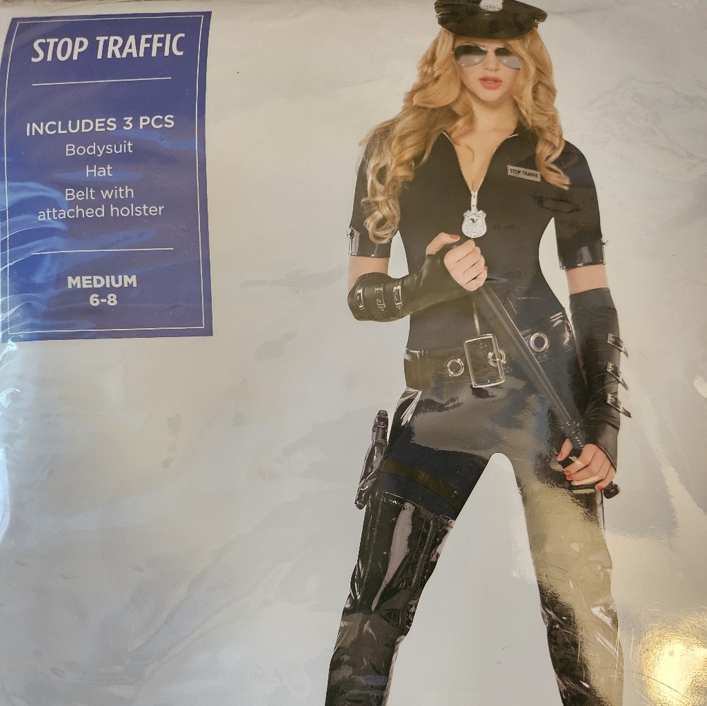 New Stop Traffic cop Halloween costume Medium 6-8 women's